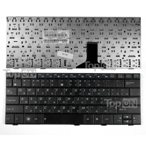 Клавиатура для ноутбука Asus EEE PC 1001P, 1001PX, 1005P Series. Плоский Enter. Черная без рамки