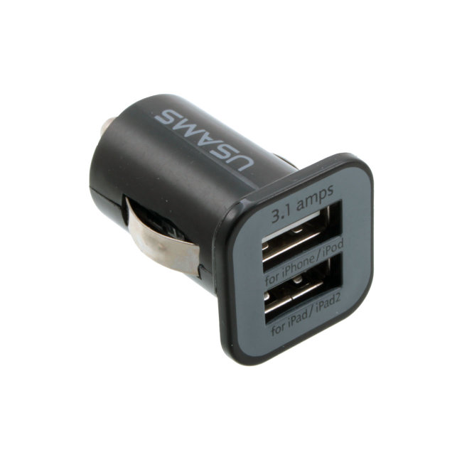 АЗУ "USAMS" 3.1 А с двумя USB выходами черная (коробка)
