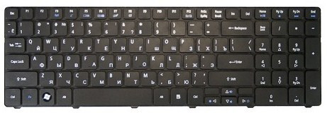Клавиатура для ноутбука Acer Aspire 5810, 5810T, 5410T, 5820TG, 5536, 5738, 5739, 5551 чёрная с рамкой