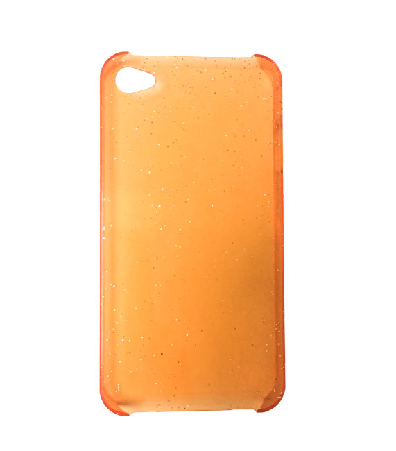Чехол для iPhone 5/5S/5C/SE оранжевый с блёстками